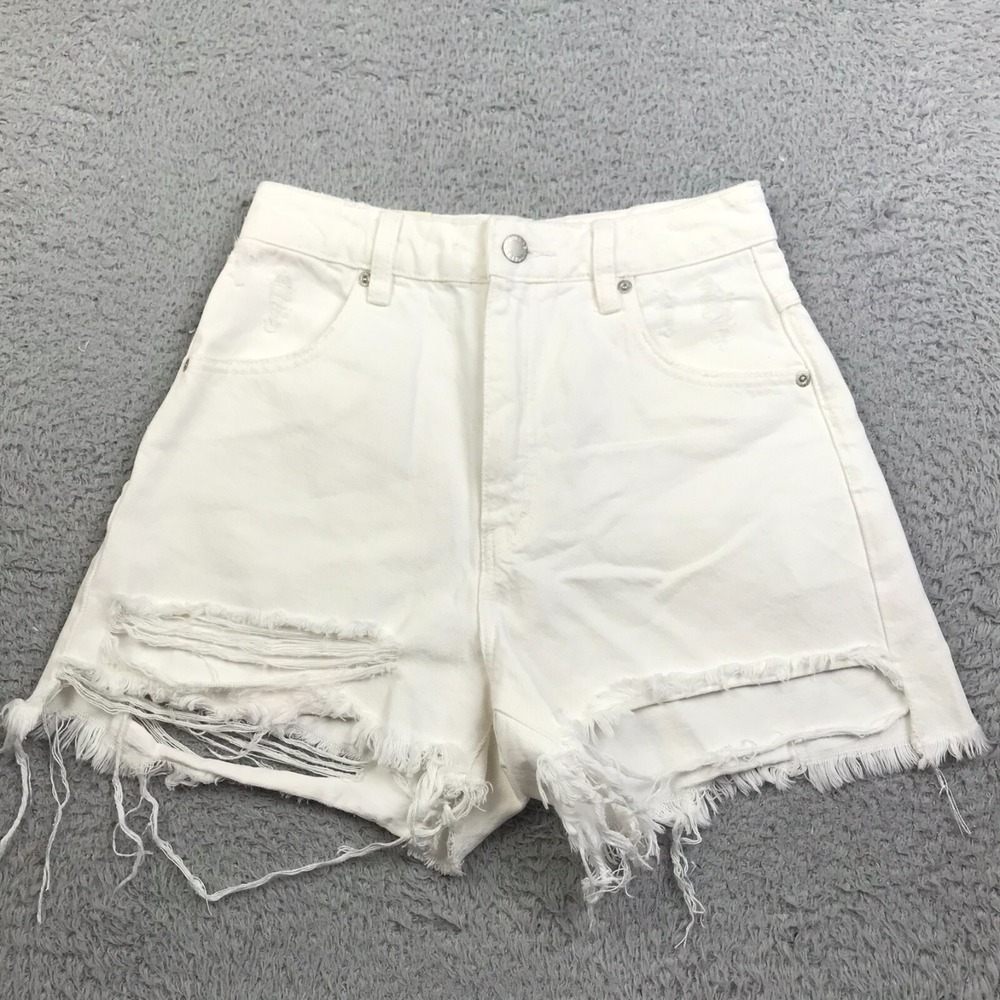Rollas Dusters High Rise Slim Shorts Womens 24 White 2.5" Cut Off Denim NEW NWT